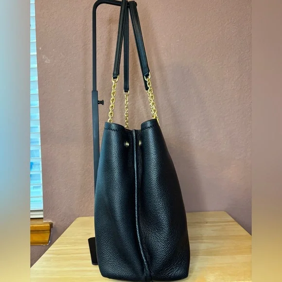 Tory Burch Black Tote with Gold Accents - Picture 3 of 10